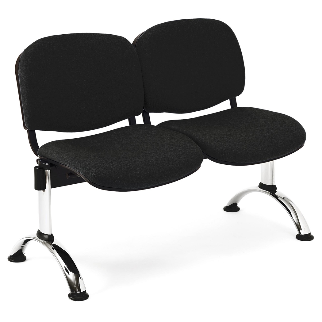 2-Personers Skammel MOBY BASE, Metalstruktur, Tykt Polstret, Sort Stof