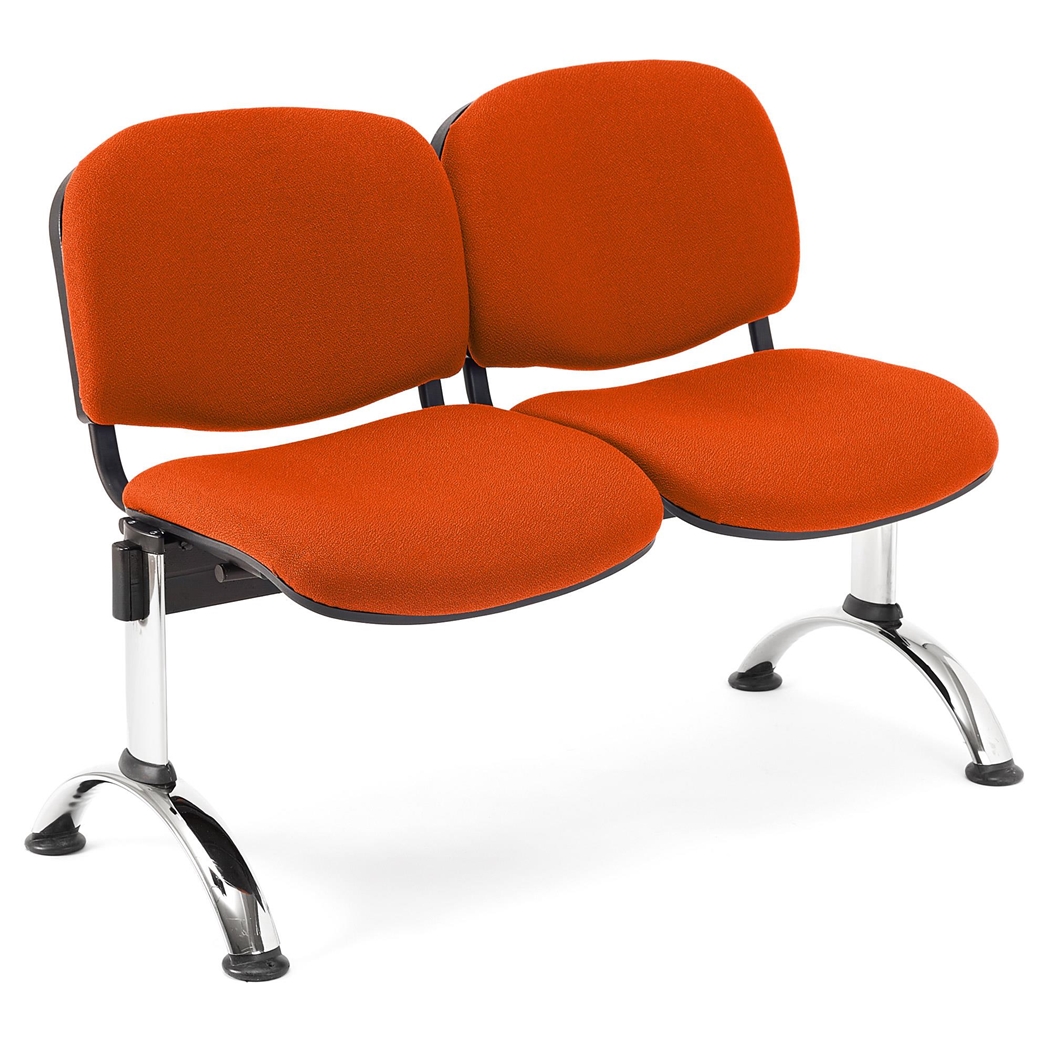 2-Personers Skammel MOBY BASE, Metalstruktur, Tykt Polstret, Orange Stof