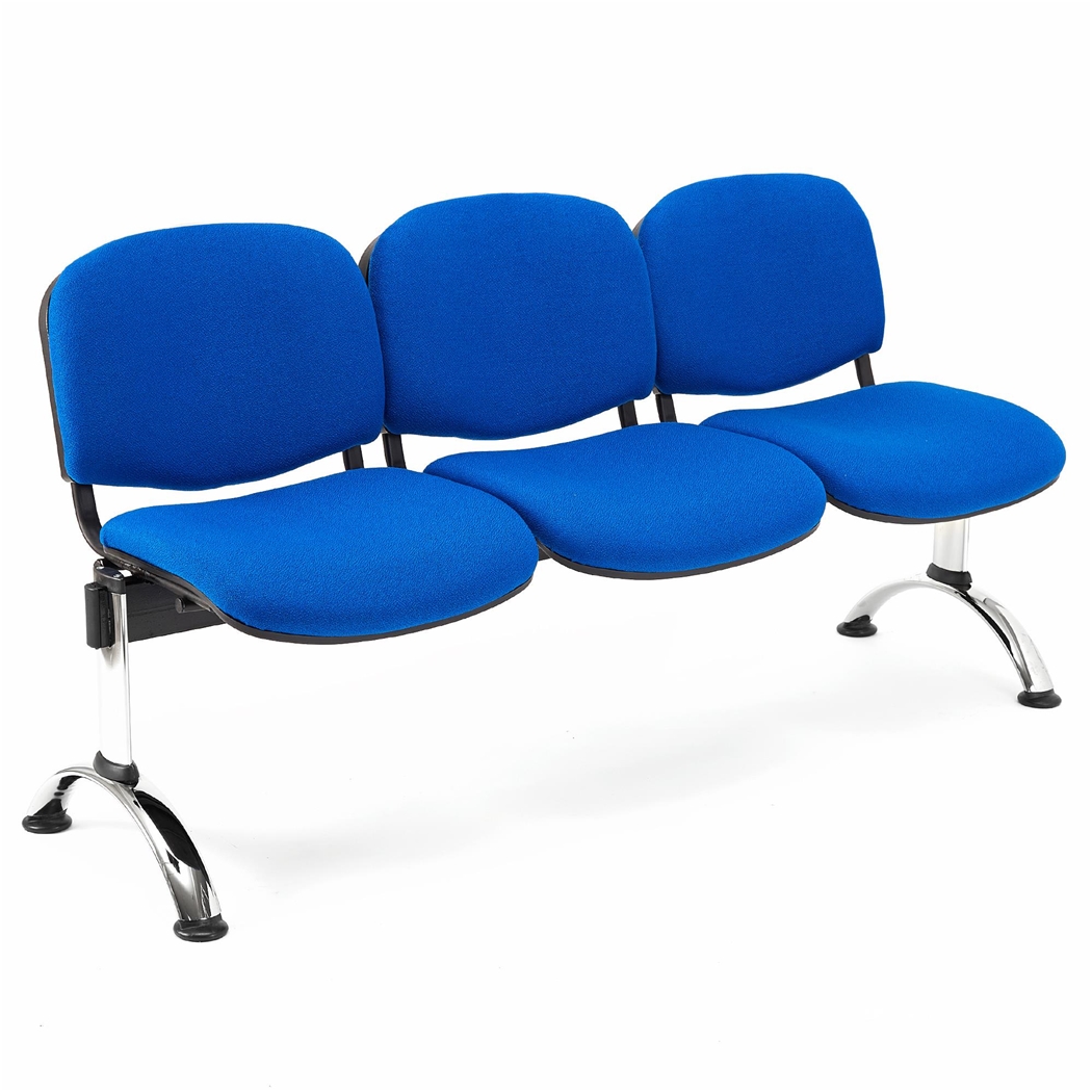 3-Personers Skammel MOBY BASE, Metalstruktur, Tykt Polstret, Blå Stof