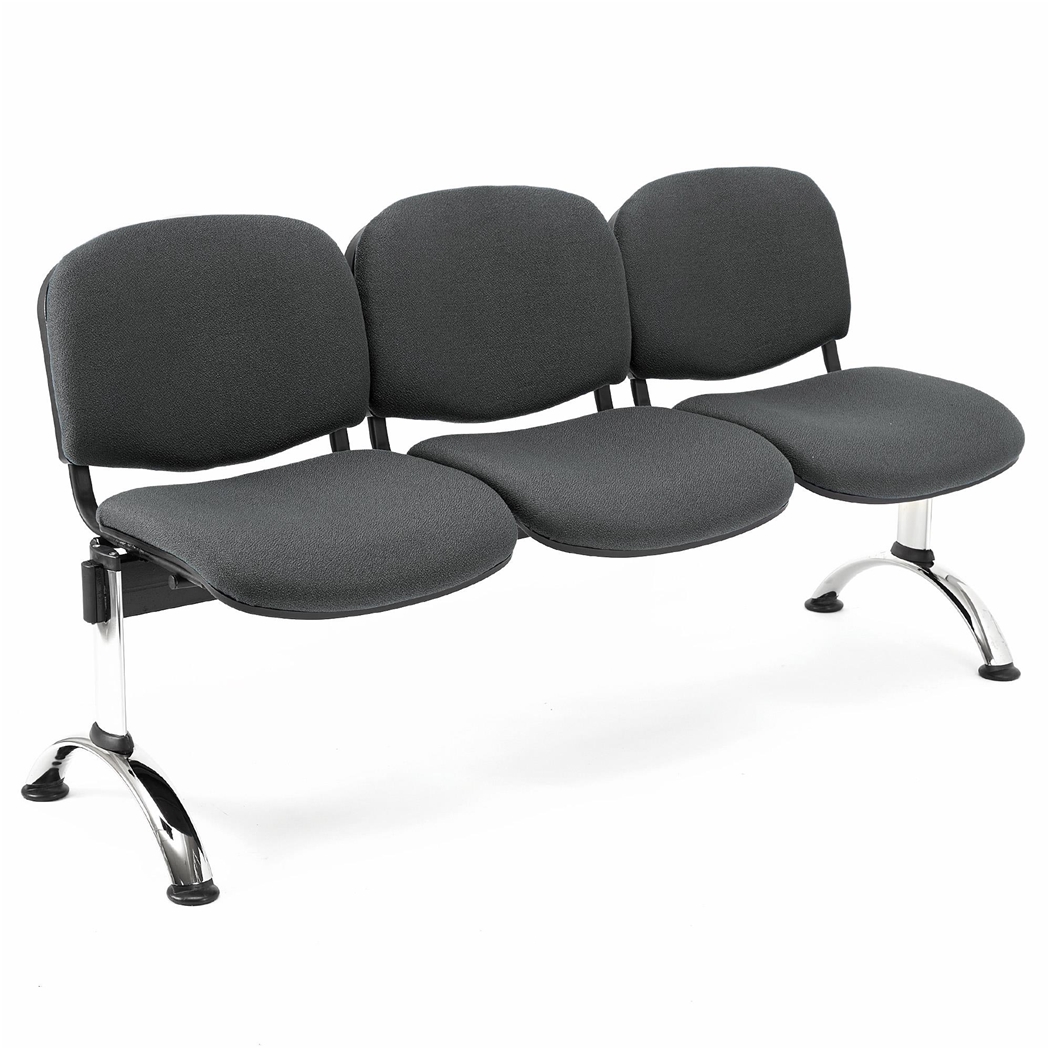 3-Personers Skammel MOBY BASE, Metalstruktur, Tykt Polstret, Grå Stof