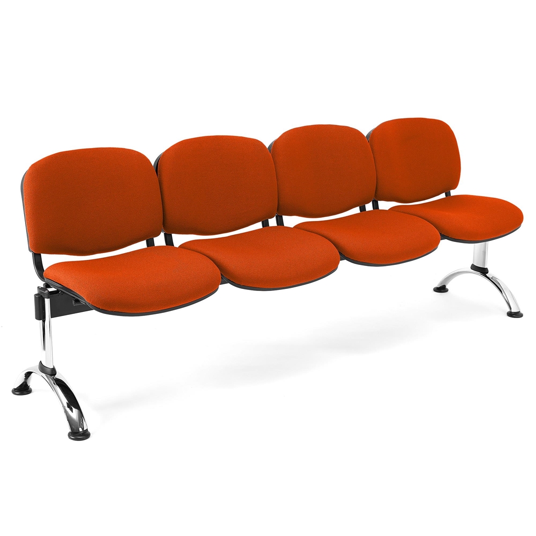 4-Personers Skammel MOBY BASE, Metalstruktur, Tykt Polstret, Orange Stof