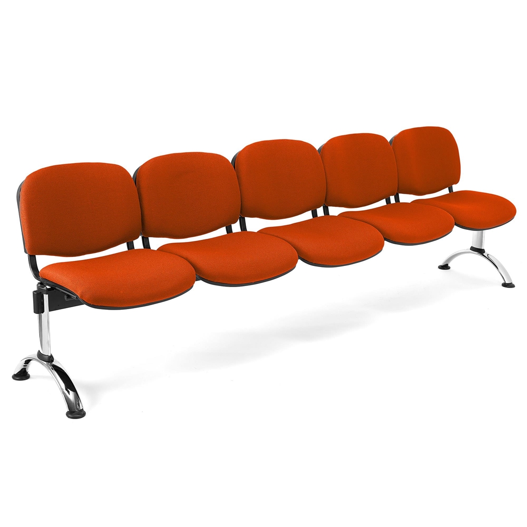 5-Personers Skammel MOBY BASE, Metalstruktur, Tykt Polstret, Orange Stof