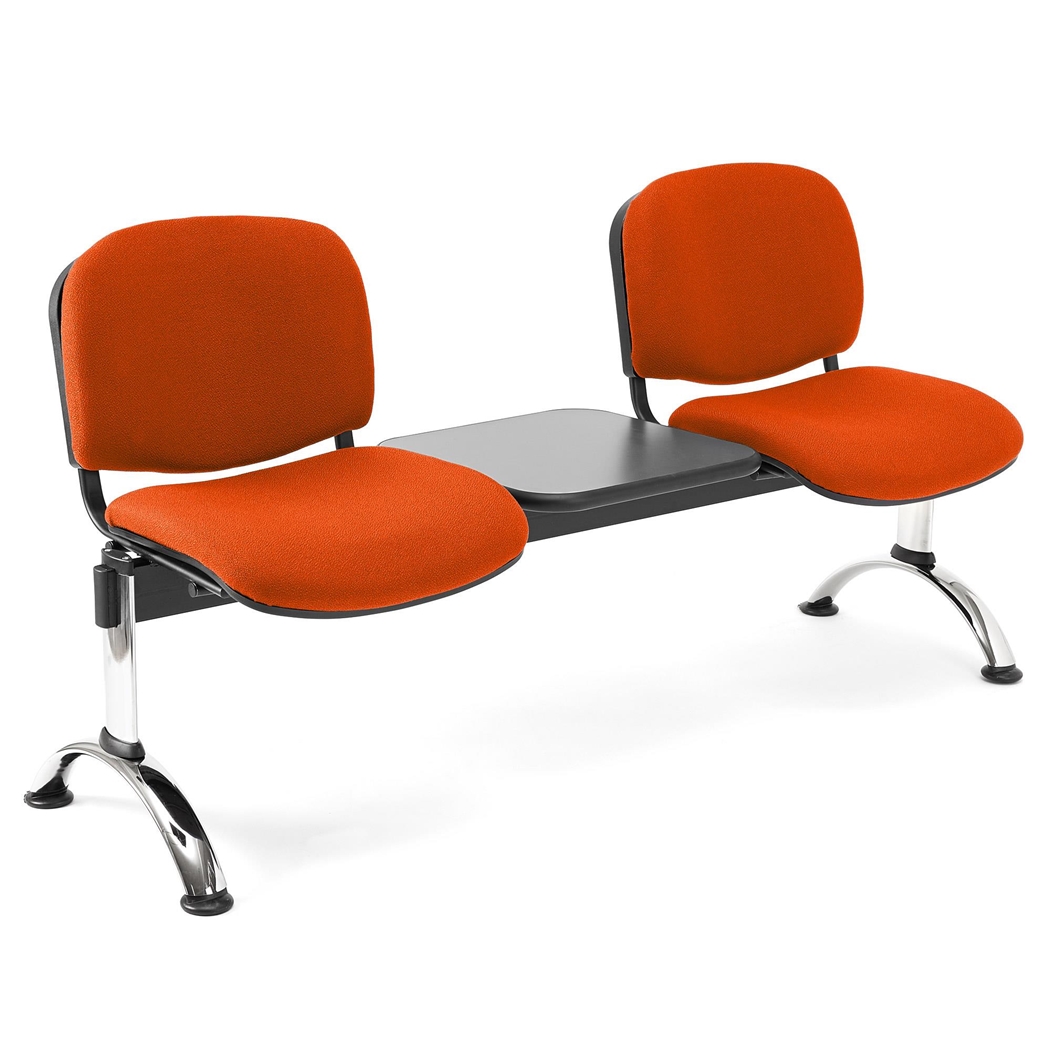 2-Personers Skammel og Bord MOBY BASE, Metalstruktur, Tykt Polstret, Orange Stof