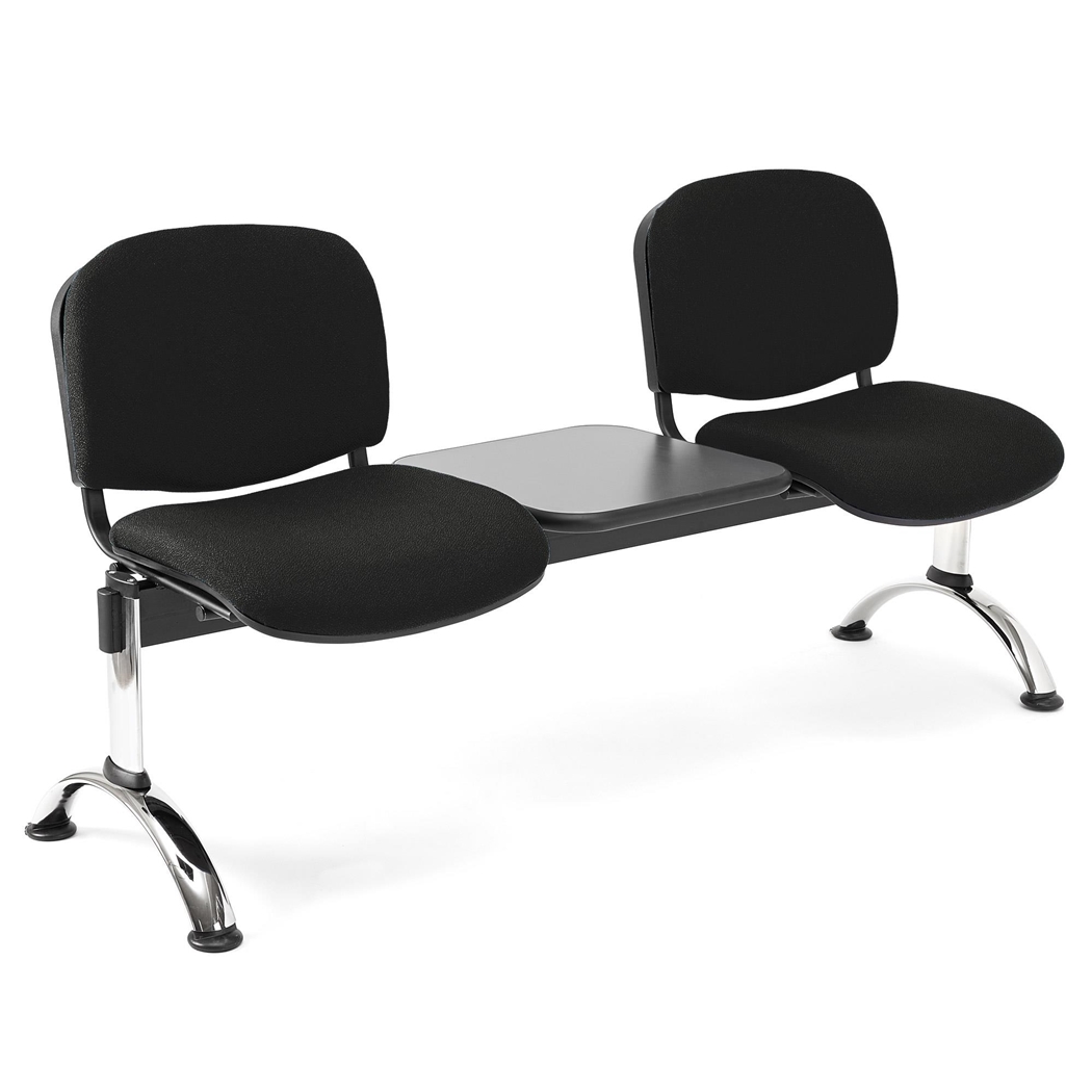 2-Personers Skammel og Bord MOBY BASE, Metalstruktur, Tykt Polstret, Sort Stof