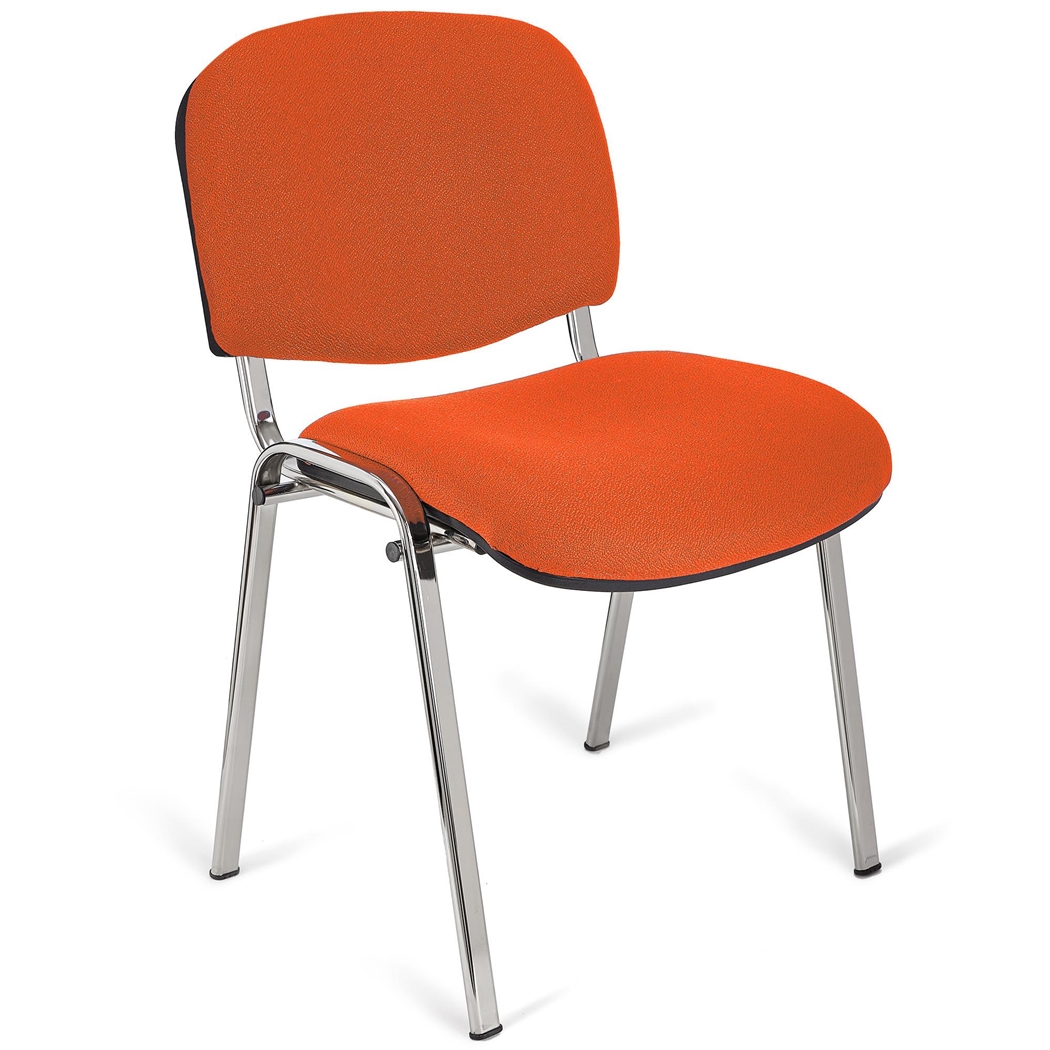 Konferencestol MOBY BASE, Komfortabel og Praktisk, Utrolig Pris, Orange Farve og Krombelagt Fod