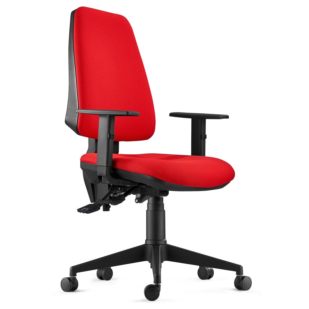 Ergonomisk stol INDIANA, I Rød Stof, Med Justerbare Armlæn