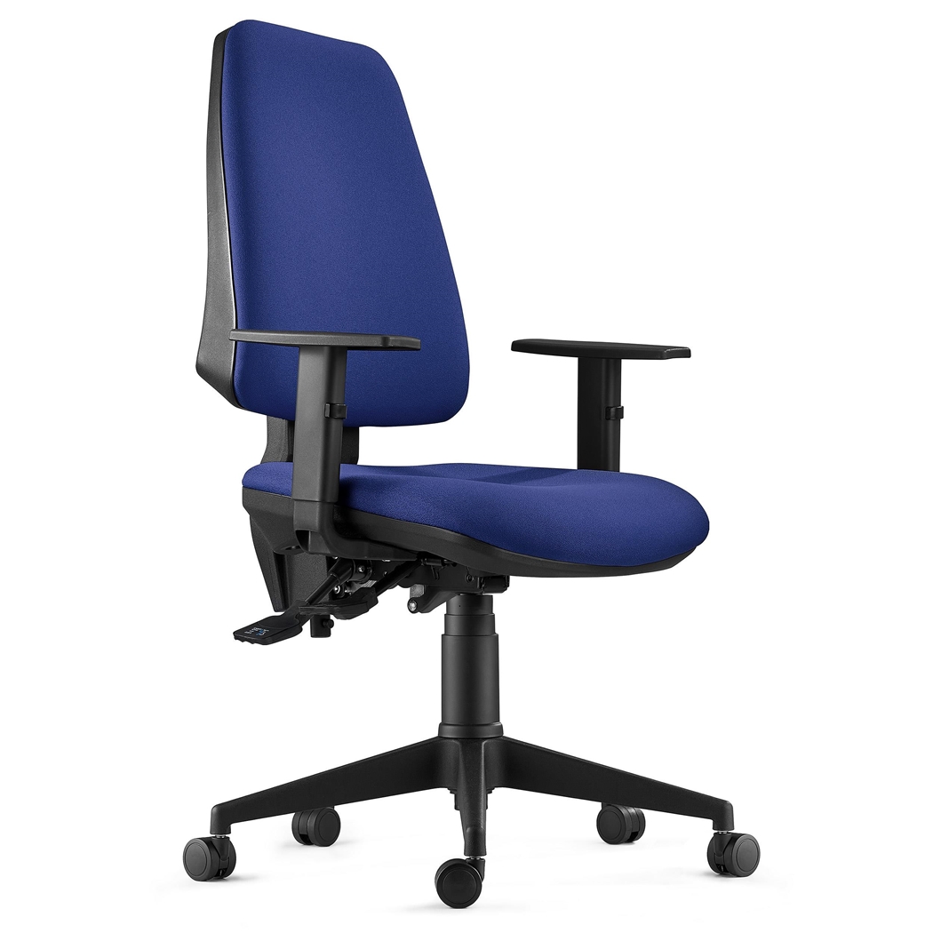 Ergonomisk stol INDIANA, I Mørkeblå Stof, Med Justerbare Armlæn