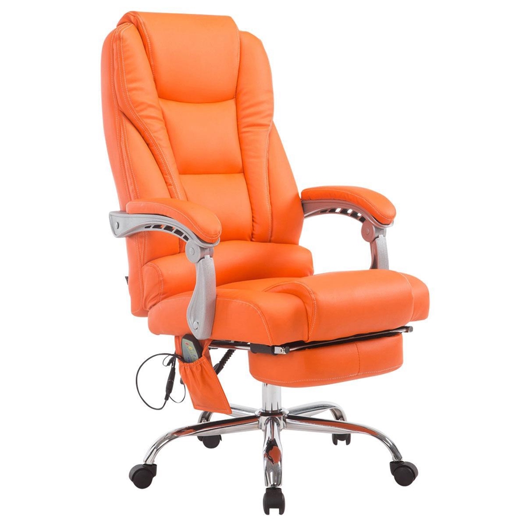 Kontorlænestol COMODITY MASSAGE LÆDER, Justerbar Fodstøtte, Massagefunktion, Orange