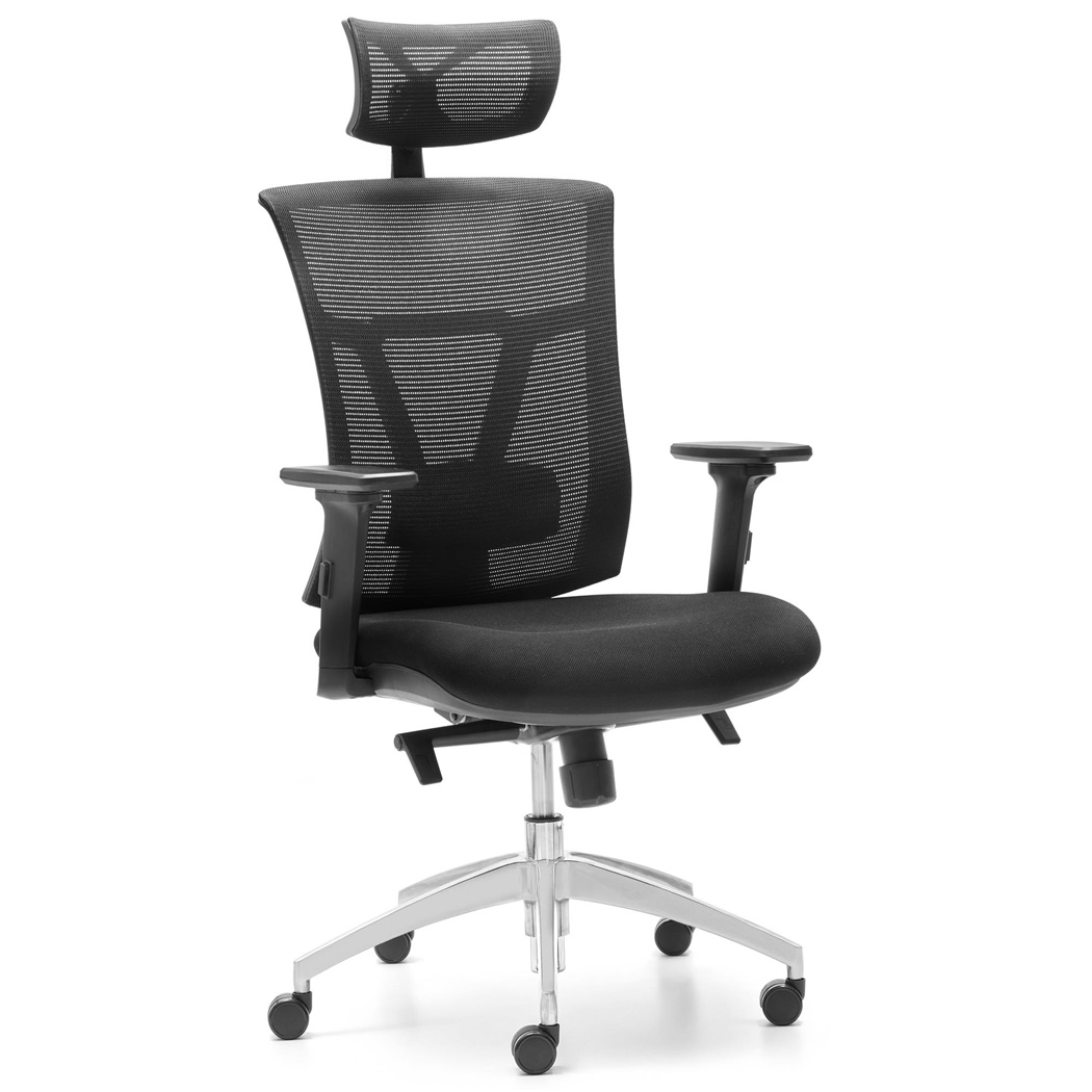Ergonomisk Stol BRENDA, Med Nakkestøtte, Lændestøtte, Egnet til 8 Timers Brug, I Sort