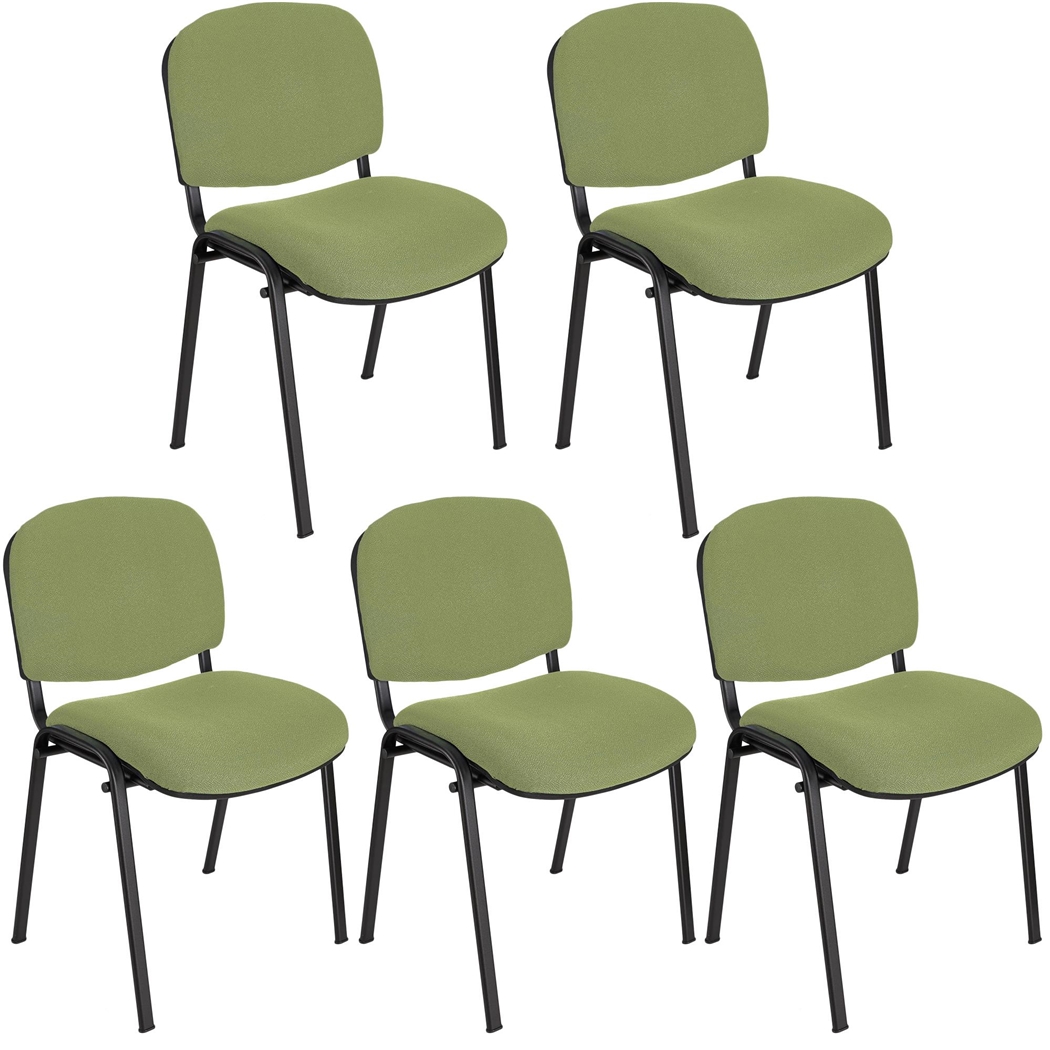 Sæt Med 5 Konferencestole MOBY BASE, Meget Praktiske, Fantastisk Pris, Grøn Farve Og Sorte Ben