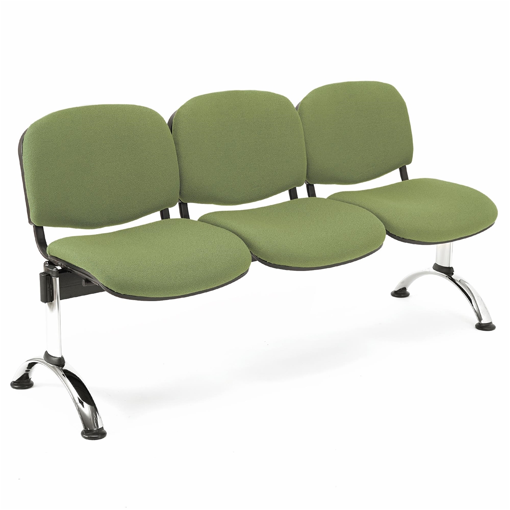 3-Personers Skammel MOBY BASE, Metalstruktur, Tykt Polstret, Grøn Stof