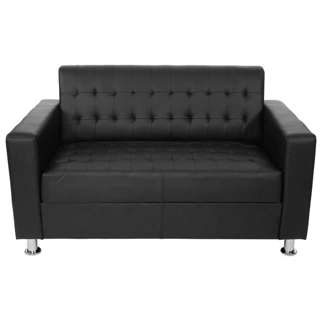 2-Personers Sofa PRADI, Design Med Knapper, I Sort Læder