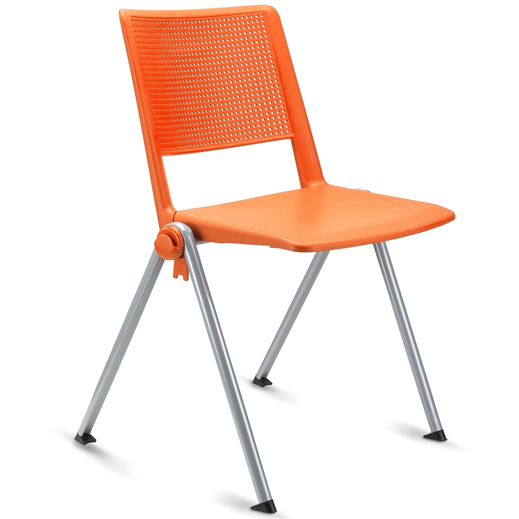 Konferencestol CARINA, Stabelbar, Tilslutningskroge, Grå Ben og Orange Farve