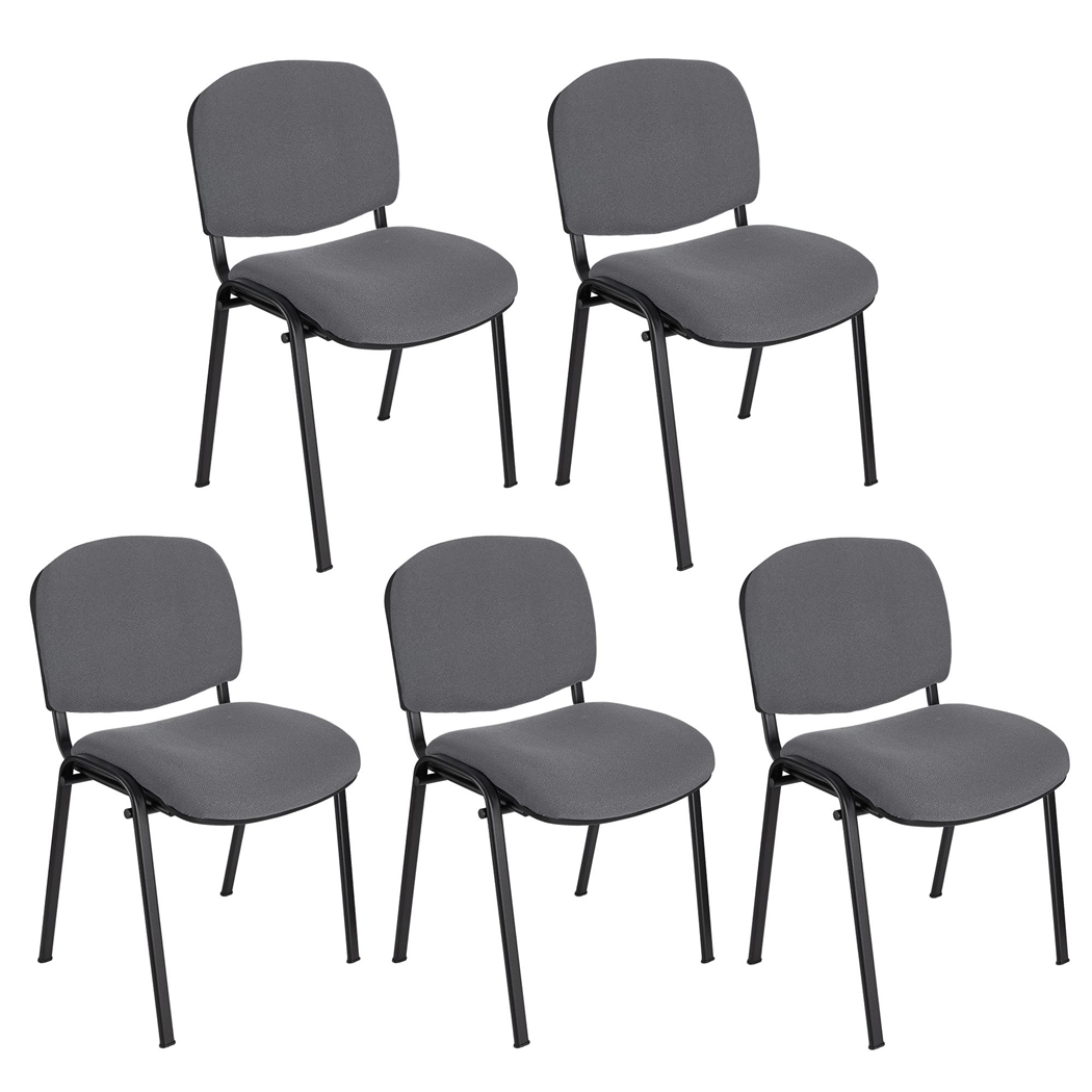 Sæt Med 5 Konferencestole MOBY BASE, Meget Praktiske, Fantastisk Pris, Antracit Grå Farve Og Sorte Ben