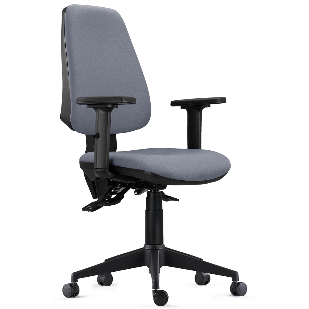 Ergonomisk Stol INDIANA PRO, Intensiv Brug 8H, Lænestol, 2D Armlæn, Grå Stof