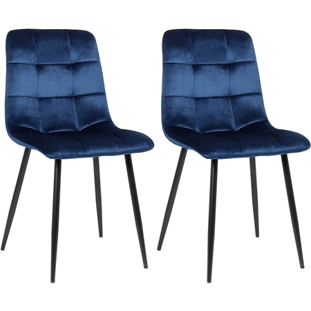 Sæt med 2 Konferencestole RIAD, Robust Metalstel, I Blå Velour