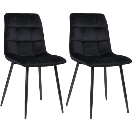 Sæt med 2 Konferencestole RIAD, Robust Metalstel, I Sort Velour