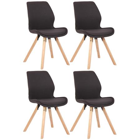 Sæt Med 4 Konferencestole KALI, Træstruktur, Betrukket Sæde, Sort Stof