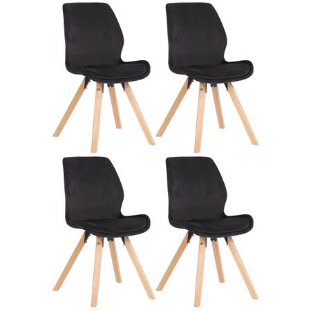 Sæt Med 4 Konferencestole KALI, Træstruktur, Betrukket Sæde, Sort Velour