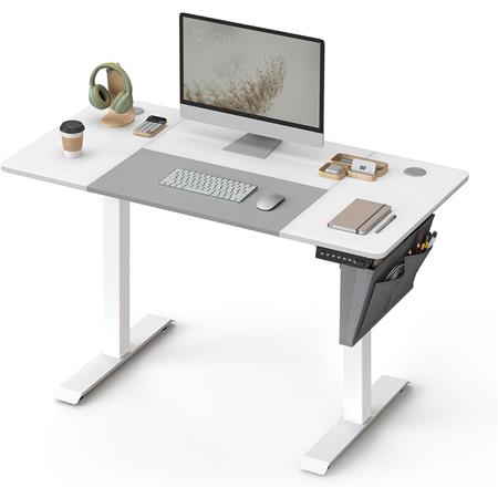 Løftbart Computerbord ALPES, 120x60x72-120 cm, I Hvid