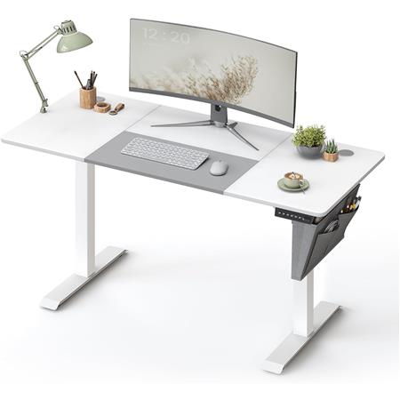 Løftbart Computerbord ALPES, 140x60x72-120 cm, I Hvid
