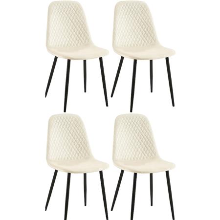 Sæt Med 4 Konferencestole DOGMA, Robust Metalstruktur, I Cremefarvet Velour