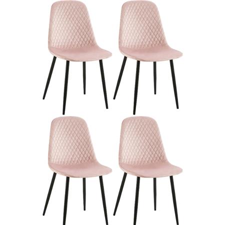 Sæt Med 4 Konferencestole DOGMA, Robust Metalstruktur, I Lyserød Velour