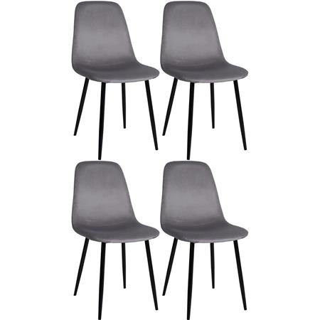 Sæt Med 4 Konferencestole NAIPES, Robust Metalstruktur, I Mørkegrå Velour