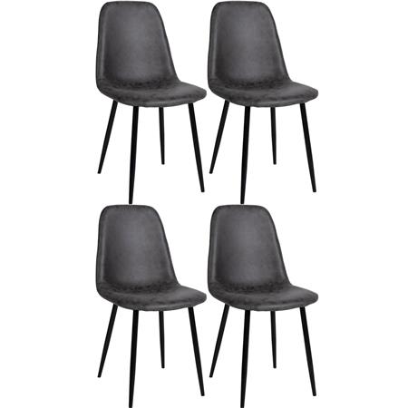 Sæt Med 4 Konferencestole NAIPES, Robust Metalstruktur, I Mørkegrå Læder