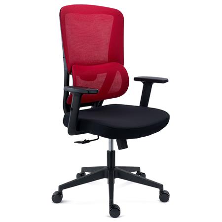 Ergonomisk Stol SUPRA, Justerbar Lændestøtte, 8 Timers Anvendelse, Åndbart Stof Og Net, Rød