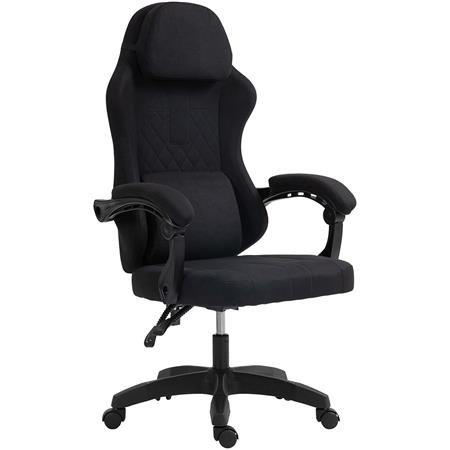 Gamingstol VENOM, Justerbar, Med Lænde- Og Nakkestøtte, I Sort Stof