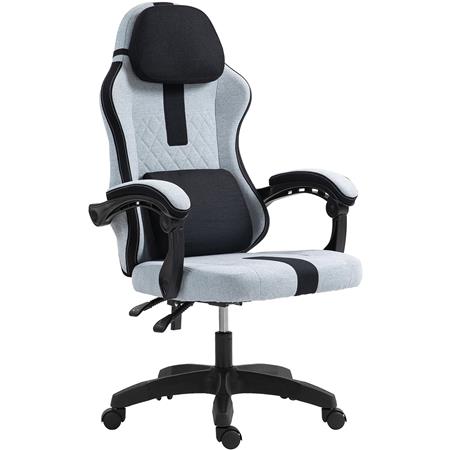 Gamingstol VENOM, Justerbar, Med Lænde- Og Nakkestøtte, I Grå/Sort Stof