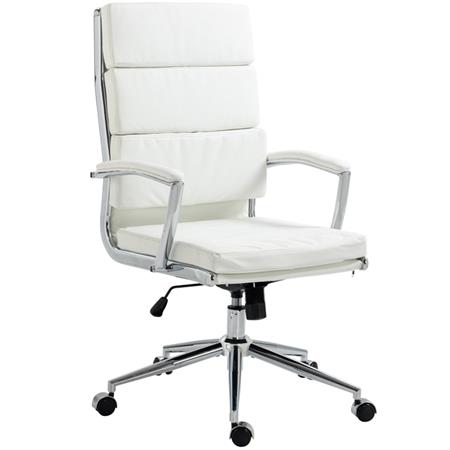 Kontorstol TODRA, Elegant Og Klassisk Design, Meget Komfortabel, I Hvidt Læder