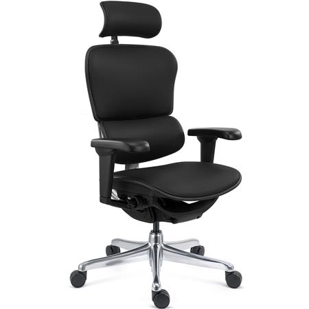 Ergonomisk Stol ERGOULTRA, 100 % Justerbar, Maksimal Ydelse, Fremragende Kvalitet, I Sort Læder