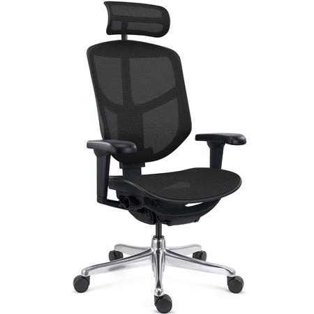 Ergonomisk Stol ENJOY, Komplet Justerbar, Professionel Kvalitet, Eksklusivt Design, I Sort Net