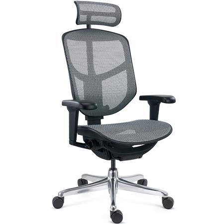 Ergonomisk Stol ENJOY, Komplet Justerbar, Professionel Kvalitet, Eksklusivt Design, I Gråt Net