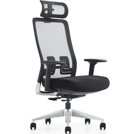 Ergonomisk stol EVORA, Nakkestøtte, Betrukket Med Åndbart Førsteklasses Netstof, Sort Farve