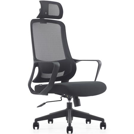 Kontorstol LUNA, Ergonomisk Design, Nakkestøtte, Lændestøtte, Sort Farve
