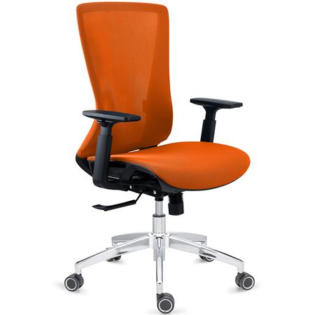 Ergonomisk stol EVANS, Professionel Brug I 8 Timer, Flot Design og Kvalitet, Metalfod, I Orange