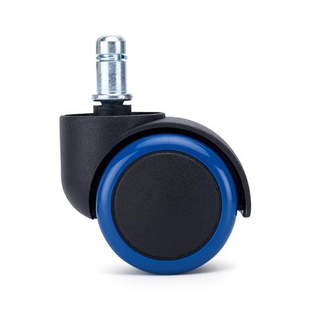 5x Hjul til Hårde Gulve, VELO, 11 mm / 50 mm, Specielt Designet til Parket, Fliser, Farve Blå