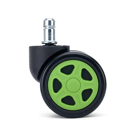 Sæt med 5 stk. Gaminghjul SPEED til parketgulve, 11 mm / 50 mm, Kontrastfarver, Sort og Grøn