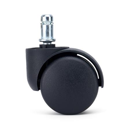 Sæt med 5 hjul, ROLL, 11 mm / 50 mm, Selvbremsende, til bløde gulve, Sort