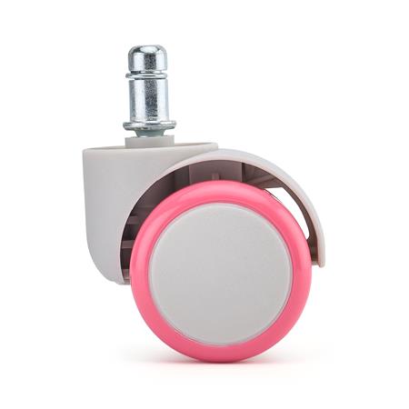 5 stk. Sæt Hjul ARC, til Hårde Gulve 11 mm / 50 mm, med Gummibelægning, Grå/Pink