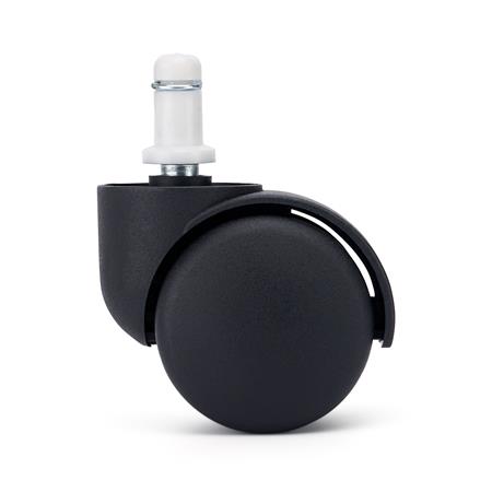 5 stk. Sæt Hjul TURN, 11x60mm, Ekstra Stille med Nylonstift, Bløde Overflader, Sort