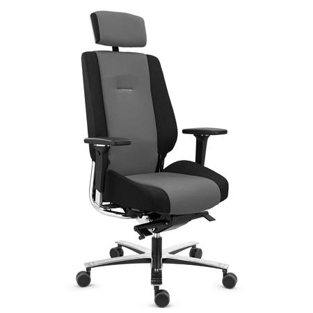 Ergonomisk Stol KRATOS, 24 Timers Brug, Maksimal Komfort og Holdbarhed, Fuldstændig Godkendt, Grå Stof 