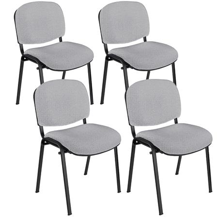 Sæt Med 4 Konferencestole MOBY, Meget Praktiske, Fantastisk Pris, Grå Farve Og Sorte Ben