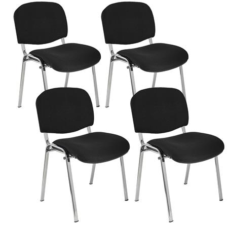 Sæt Med 4 Konferencestole MOBY, Meget Praktiske, Fantastisk Pris, Sort Farve Og Krombelagte Ben