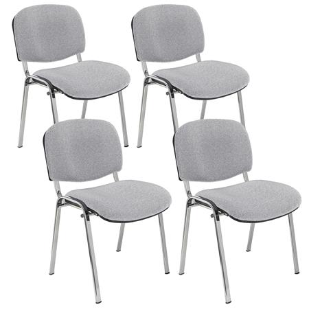 Sæt Med 4 Konferencestole MOBY, Meget Praktiske, Fantastisk Pris, Grå Farve Og Krombelagte Ben