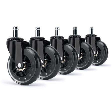 Sæt med 5 hjul, H1, 11 mm / 60 mm, Gaming Design, til Hårde Gulve, Sort med Transparent Slidbane