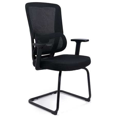 Ergonomisk Konferencestol SUPRA V, med Medestel, Dynamisk Lændestøtte, Åndbart Stof Og Net, Sort